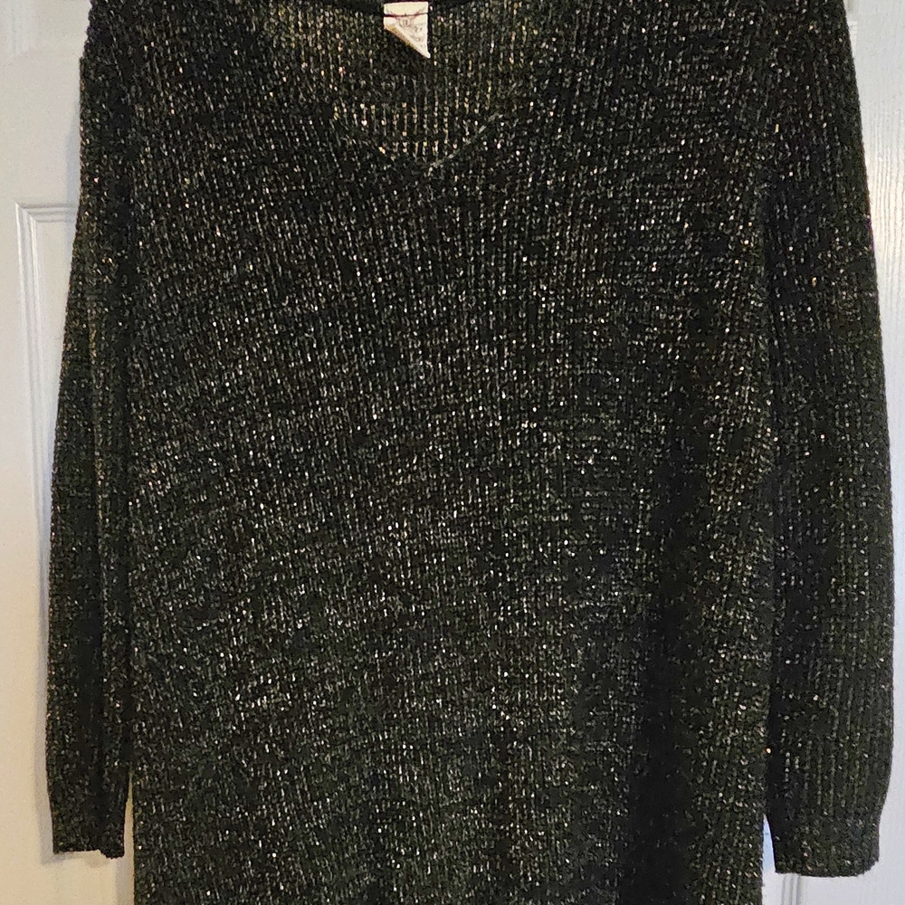 Faded Glory Women's Sparkling Black V-Neck Sweater